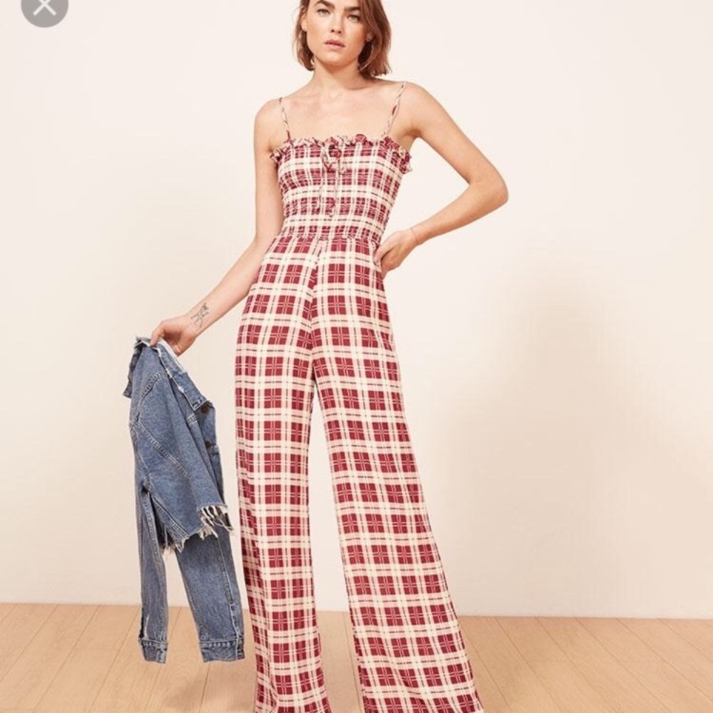 Reformation Plaid Jumpsuit